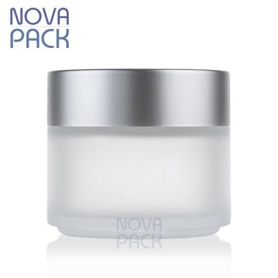 China Wholesale Cosmetic Packaging 100ml 100g Frosted Clay Glass Facial Cosmetic Jars Butter Wide Jars Body Wax Hair Mouth Silver Lid for sale