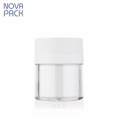 China Cosmetic Packaging 15ml 30ml 50ml Airless Cosmetic Custom Colored White Plastic Airless Serum Pump Airless Cream Jar Eye Cream Pump Jar for sale