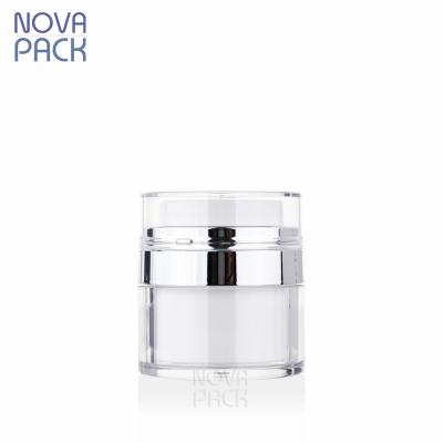 China 15ml 30ml 50ml Jar 1oz 30ml 50ml Luxury White Cosmetic Luxury White Airless Pump Bottle Sunscreen Emulsion Cream Matte Silver Airless Airless Jar for sale