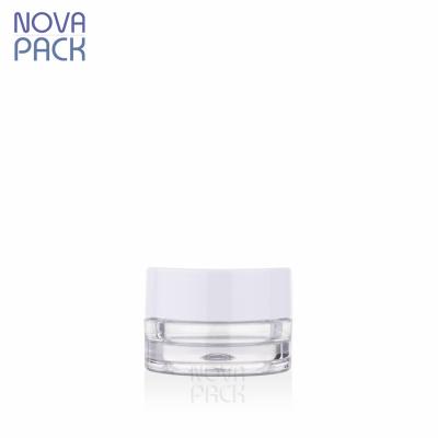 China Fancy 15ml 30ml Jar Cosmetic Packaging 5g 5ml Thick Wall PETG Clear Plastic Lip Scrub Jars Lip Balm Jars With White Lid for sale