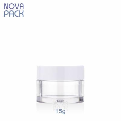 China Fancy 30ml 50ml Clear Plastic Jar Cosmetic Packaging 15g 15ml Thick Wall PETG Lip Scrub Jars Face Cream Jar With White Lid for sale