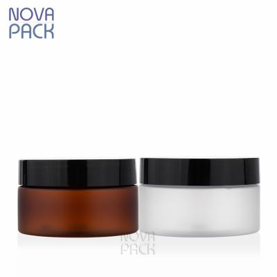 China 100ml 120ml 200ml 250ml Cosmetic Wide Mouth Cosmetic Wide Mouth PET Body Cream Jar 8oz Amber Clear Frosted Plastic Hair Wax Shea Scrub Packaging Jars for sale