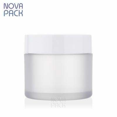 China Wide Mouth Cosmetic PET Plastic Jar 50g 50ml Frosted Plastic Wax Jar Hair Cream Packaging Body Butter Cosmetic Jars With Matte White Lid for sale