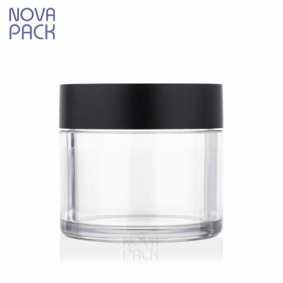 China PET Wall Cream Cosmetic Jar 50g 50ml Ointment Jar Thick Plastic Clear Plastic Wax Cosmetic Packaging Body Scrub Facial Cleanser Balm Jars for sale