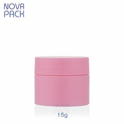 China Pink PP Cosmetic Jar 15g 15ml Cosmetic Colorful Plastic Cream Ointment Packaging Jars Lip Balm Eye Cream Jars With Pink Lid for sale