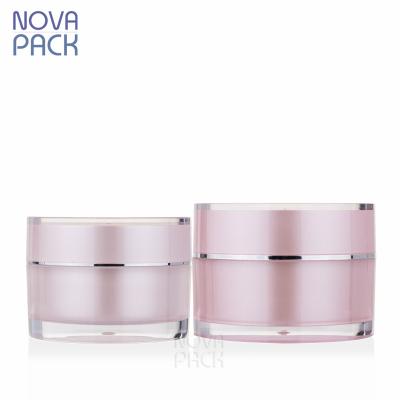 China Luxury Skin Care Cosmetic Packaging Jar 15ml 20ml 30ml 50ml 100ml Pink Face Moisturizer Cream Jars Round Pink Acrylic Jar for sale