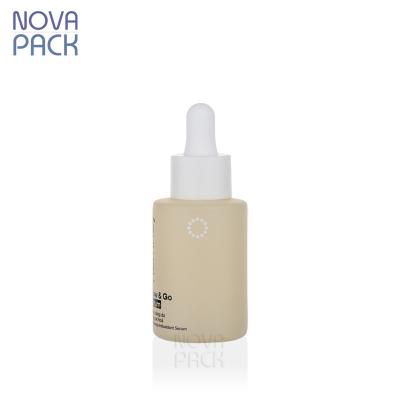 China Cosmetic Colored Matte White Beige Essential Oil Dropper Bottle 20ml 40ml 50ml Serum Bottle 30ml Dropper Bottle For Cosmetic Packaging for sale