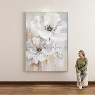 China Hot Sale Home Decor Abstract Flower Pictures Modern Canvas Flowers Subtract Oil Paintings White Flower Wall Art Acrylic Paintings for sale