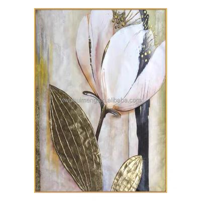 China New Design Abstract Large Size Landscape Simple Design Gold Foil Texture Flower Artwork Modern Abstract Painting Art for sale