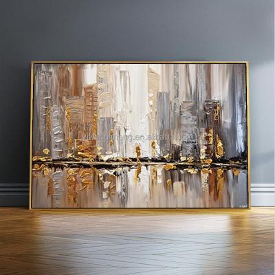 China 100% Large Abstract Hand Painted Living Room Decor Cuadros Modern Nordic Abstract Fashion City Canvas Oil Painting Wall Art Best for sale