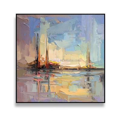 China 100% Hand Painted Modern Home Abstract Oil Paintings Art Pictures City Landscape Modern Wall Art for Bedroom Decoration on Canvas for sale