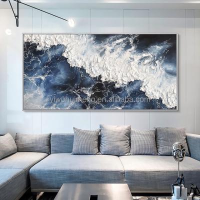 China 100% Hand Painted Modern Wave Oil Painting Hand Oil Painting Living Room Canvas Wall Art Home Decor Abstract Picture Thick Sea Wave for sale