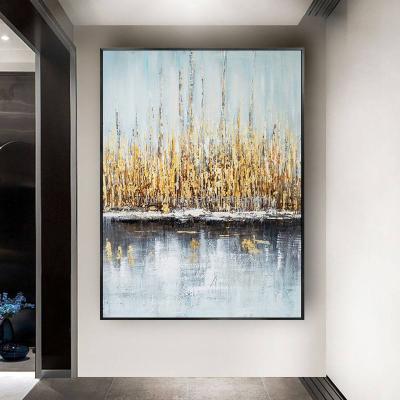 China Modern Gold Abstract Wheat Landscape Field Decor 100% Hand Made Oil Paintings Art Hand Painted Modern Home Canvas for sale