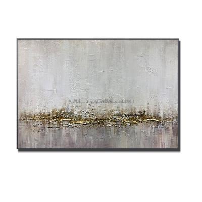 China 100% Hand Painted Modern Abstract Gray Modern Canvas Horizontal Hanging Gold Custom Handcrafted Oil Painting for sale