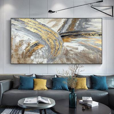 China Handmade Abstract Gold Foil Decoration Oil Painting Wall Arts 100% Hand Painted Contemporary Large Size Modern Home Picture for sale