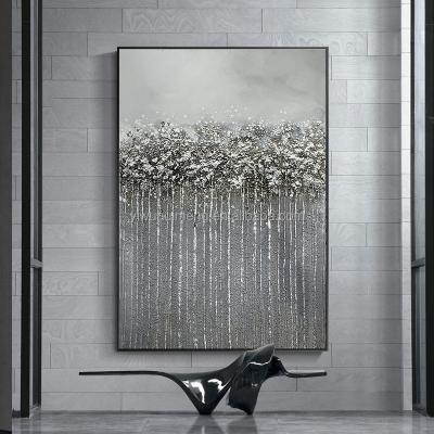 China Thick Oil Paintings Living Room Abstract Home Decor 100% Handmade Modern Nordic Abstract Painting Decors Gray Silver Textured for sale