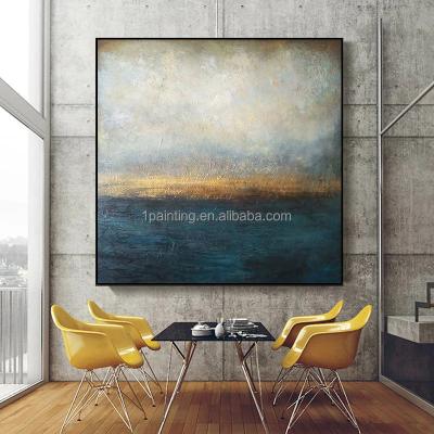 China Light Luxury Blue 100% Handmade Home Abstract Modern Texture Abstract Decor Landscaped Large Abstract Handmade Oil Paintings Wall Art for sale