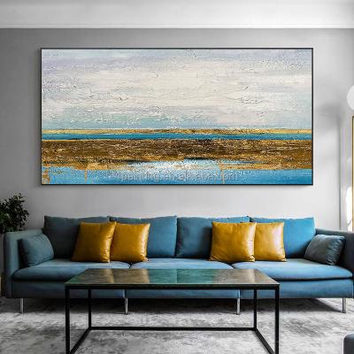 China 100% Pure Hand Painted Modern Light Luxury Abstract Gold Oil Painting Ocean Abstract Wall Art Golden Paintings On Canvas for sale