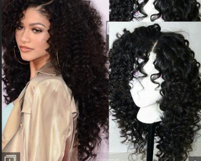 China Brazilian Curly Swiss Human Hair Full Lace Wigs For Black Women With Baby Hair for sale