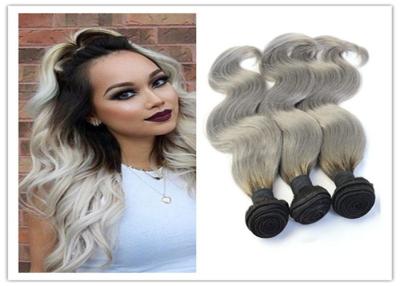 China Natural Silver Grey Ombre Human Hair Extensions Straight Brazilian Virgin Hair for sale