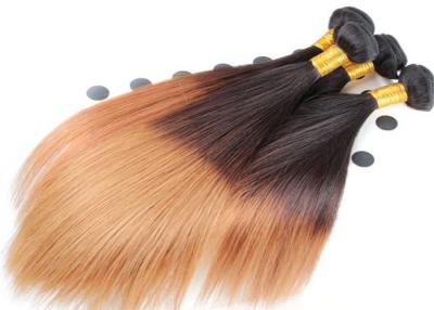 China Double Drawn Soft Ombre Colored Human Hair Extensions With Light Blonde for sale