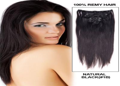 China Natural Black Clip In human Hair Extensions Weave For Sexy Lady for sale