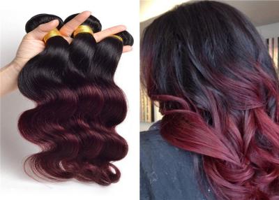 China Beautiful Body Wave 24'' 26'' 28' Brazilian Remy Hair , Black And Red Ombre Hair Extensions for sale