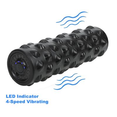 China Rechargeable Vibrating PU Foam Yoga Roller with 4 Intensity and High Density Surface for Deep Exercise Tissue Massage Muscle Recovery for sale