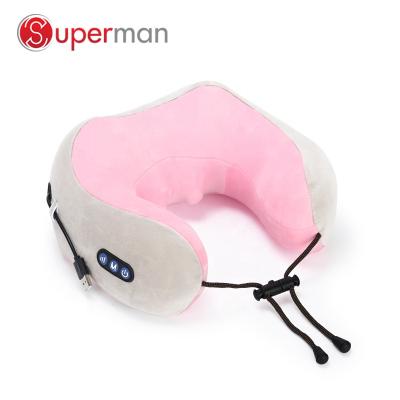 China U Shape Head Massage Pillow Travel Pillow Vibrating Car and Neck Home Rechargeable Kneading Massager for sale