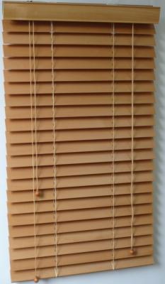 China 50mm 100% basswood venetian blinds for windows with steel high headrail and wooden bottomr for sale