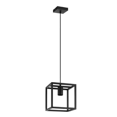 China Modern Vintage Industrial Ceiling Lamp Black Rectangle Cage Fixture Hanging Pendant Backlight For Kitchen Island Dining Room for sale