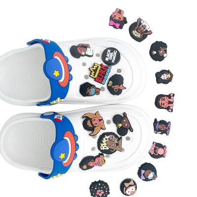 China Custom Cute Girl Pattern PVC Shoe Decoration From Professional Shoe Charm Maker for sale