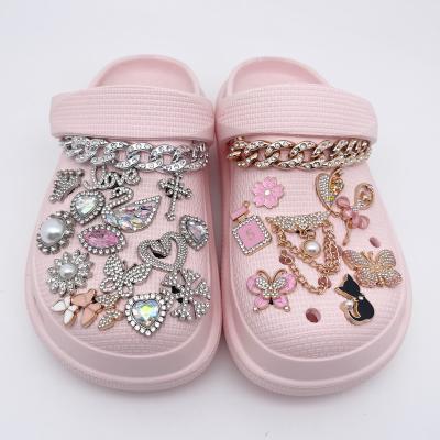 China Wholesale Rhinestone Shoe Charm Princess Shoe Metal Decoration Bling Shoe Charm New Arrival Metal Shoe Decorations for sale