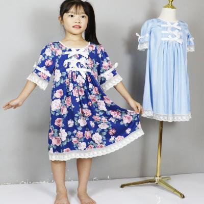 China New Arrival QUICK DRY sleepshirt kids short sleeve sleepshirt for little girls nightgown child silk nightgown for sale