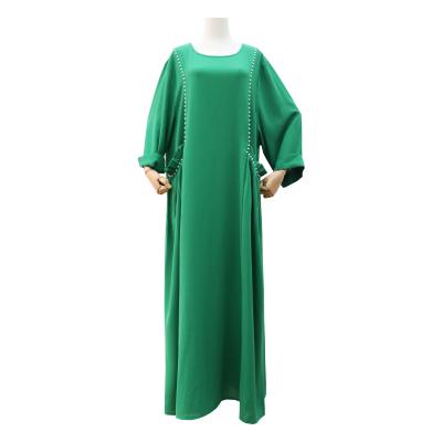 China Dubai Kaftan Middle East Long Sleeve Cardigan Robe Arab Islamic Women's Long Sleeve Maxi Muslim Dress Green Color for sale