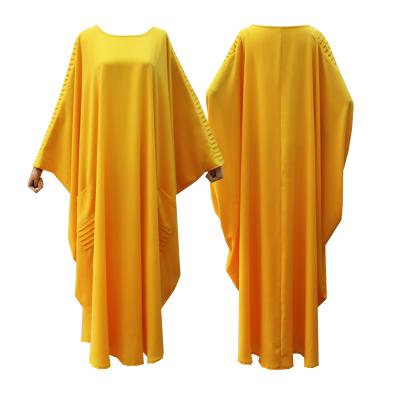 China Yellow Linen Casual Islamic Clothing Plus Size Long Sleeve Party Evening Slim Abaya Dress in Dubai Pakistani Dresses Dubai for sale