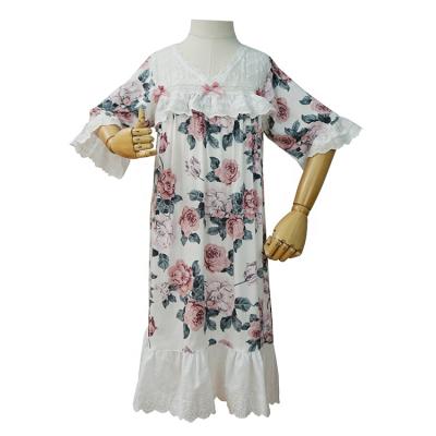 China QUICK DRY Summer Kids Soft One Piece Printed Polyester Pajamas Girl Nightgown Stain Sleep Dress for sale