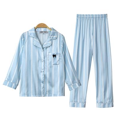 China High Quality QUICK DRY Silk Blue Nightgowns Stripe Sleepwear Cute Ice Cream Baby Boy Pajamas Set For Kids for sale