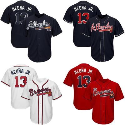 China Best Quality Antibacterial 13 Ronald Acuna Jr. 44 Hank Aaron Embroidery Logos Baseball Jersey for sale