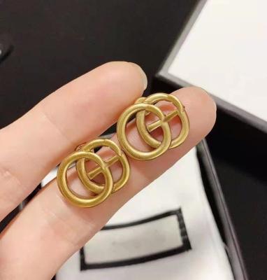 China FASHIONABLE women fashion designer Brands Jewelry High quality famous luxury double letter GG earrings for sale