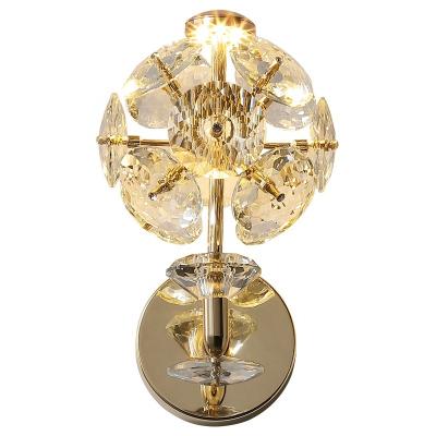 China Gold K9 Crystal Led Wall Lamp Indoor Attic Art Sconce Light Fixtures Living Room Hallway Luxury Modern Post Modern Hallway Decoration for sale