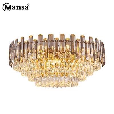 China Hot Wholesale Indoor Luxury Crystal Chandelier Light China Factory Sale Outdoor Mounted Modern Gold Round Ceiling Chandelier Lamp for sale