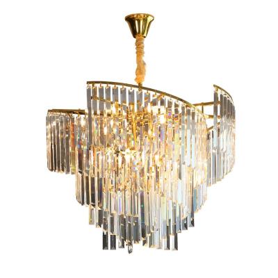 China Modern Hot Selling Stainless Steel Leaded Crystal Ceiling Pendant Lamp Modern Dining Room Chandelier Light for sale