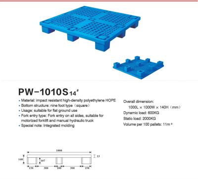 China 450pcs MOQ Heavy Duty Stackable Plastic Pallet Nine Foot Style zu verkaufen