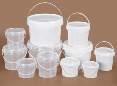 China 0.8-1.5mm Thickness Round Plastic Bucket With Plastic / Metal Handle Customized Logo for sale