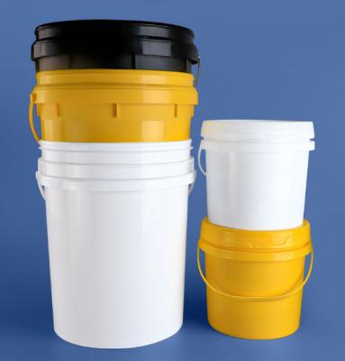 China Chemical Round Plastic Bucket with 1L Capacity and Heat Transfer Printing for sale