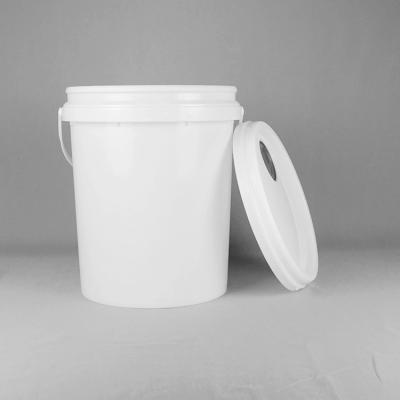 China Verf die Stapelbare Witte 20 Ltr Plastic Emmer met Metaalhandvat verpakken Te koop