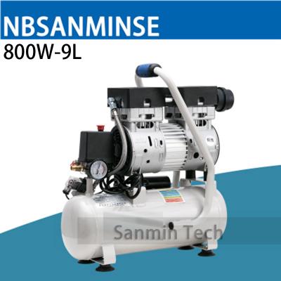 China 800W - uso casero de trabajo AC220V Sanmin de alta calidad de mini de aire 9L del compresor de Oilless madera muda de alta presión del diseño en venta