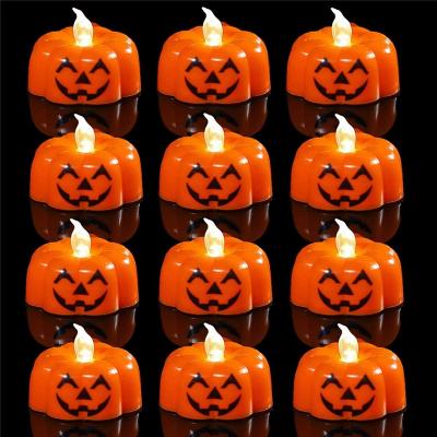 China Pumpkin Pumpkin Halloween Decorative Unscented Ghost Led Tealight Candle Warmer Light Tea Light Candles Lantern Flameless Led Lamp for sale