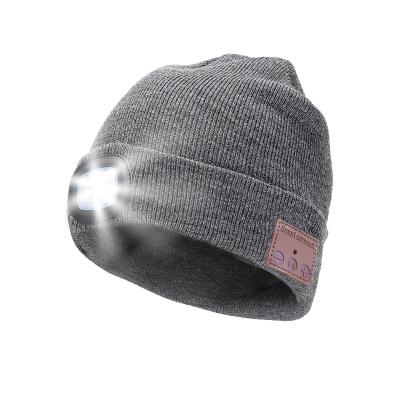 China High Brightness LED Knitted Sports Hat Beanie Hat Keep Warm Removeable USB Running Rechargeable Headlamp for sale